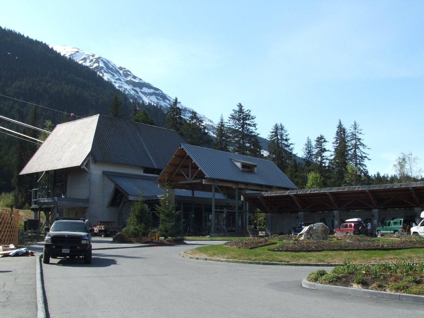 The aerial tram terminal at Alyeska Resort with Mount Alyeska behind