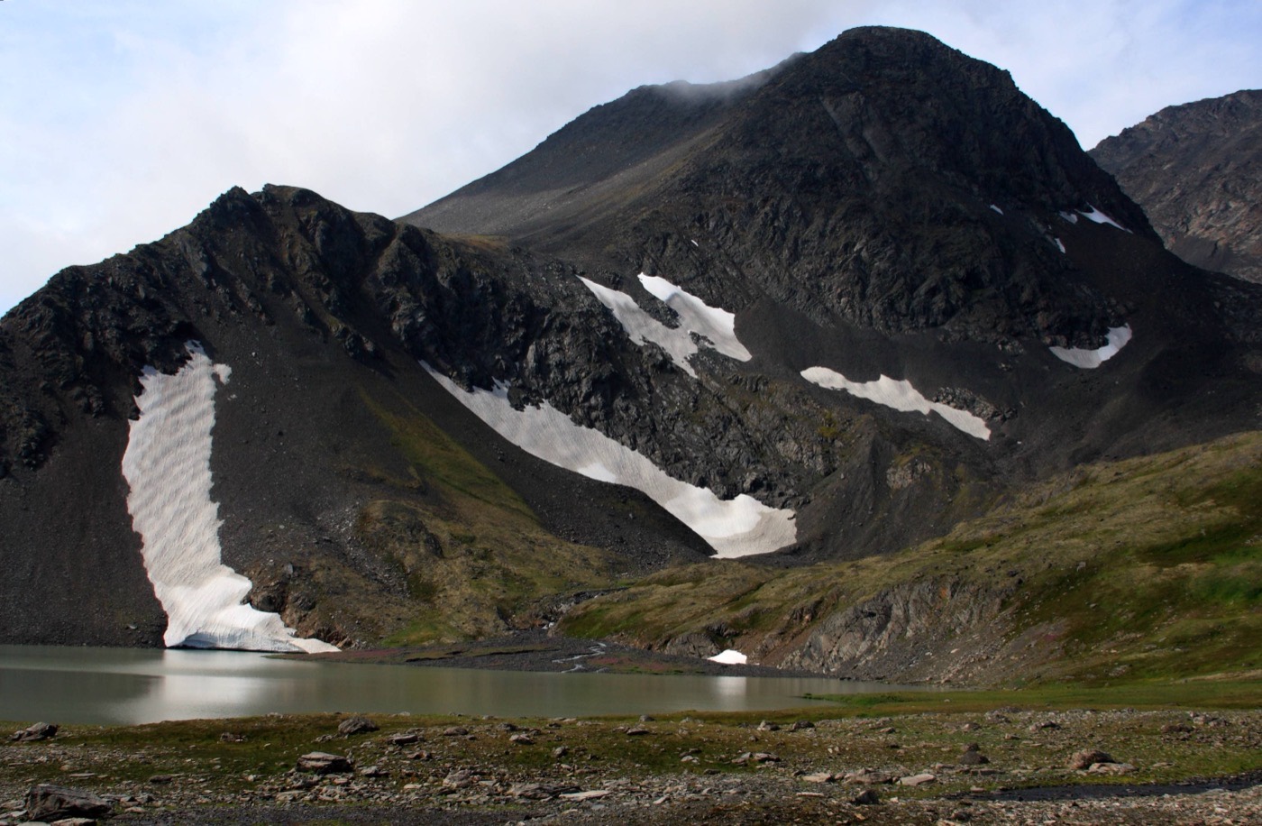 Crystal Lake and alpine scenery on the Crow Pass Trail near Girdwood
