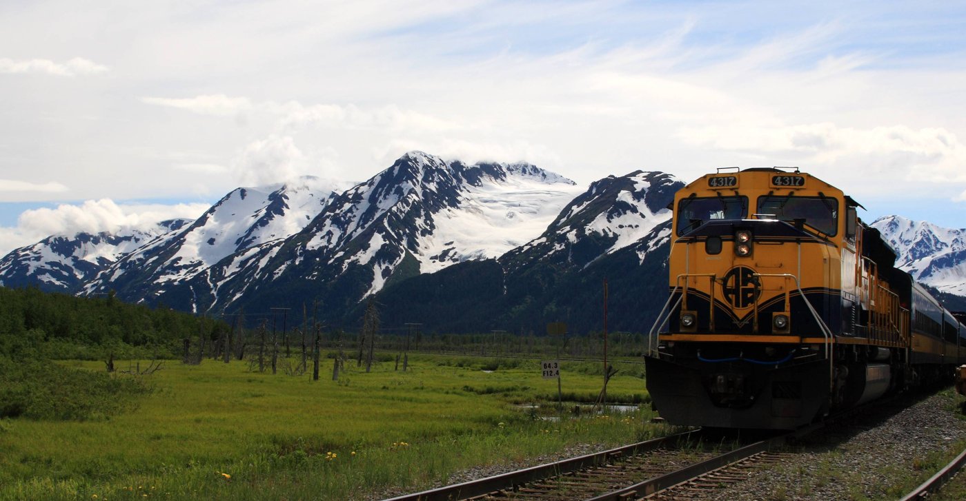 Alaska Railroad train bound for the road-free Spencer Glacier whistle stop